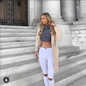 Blue Cropped Turtleneck Sweater